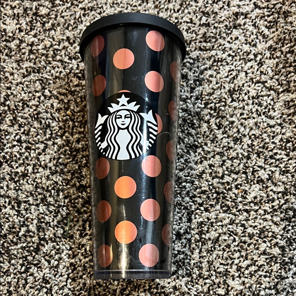 Starbucks Black Tumbler with Copper Dots